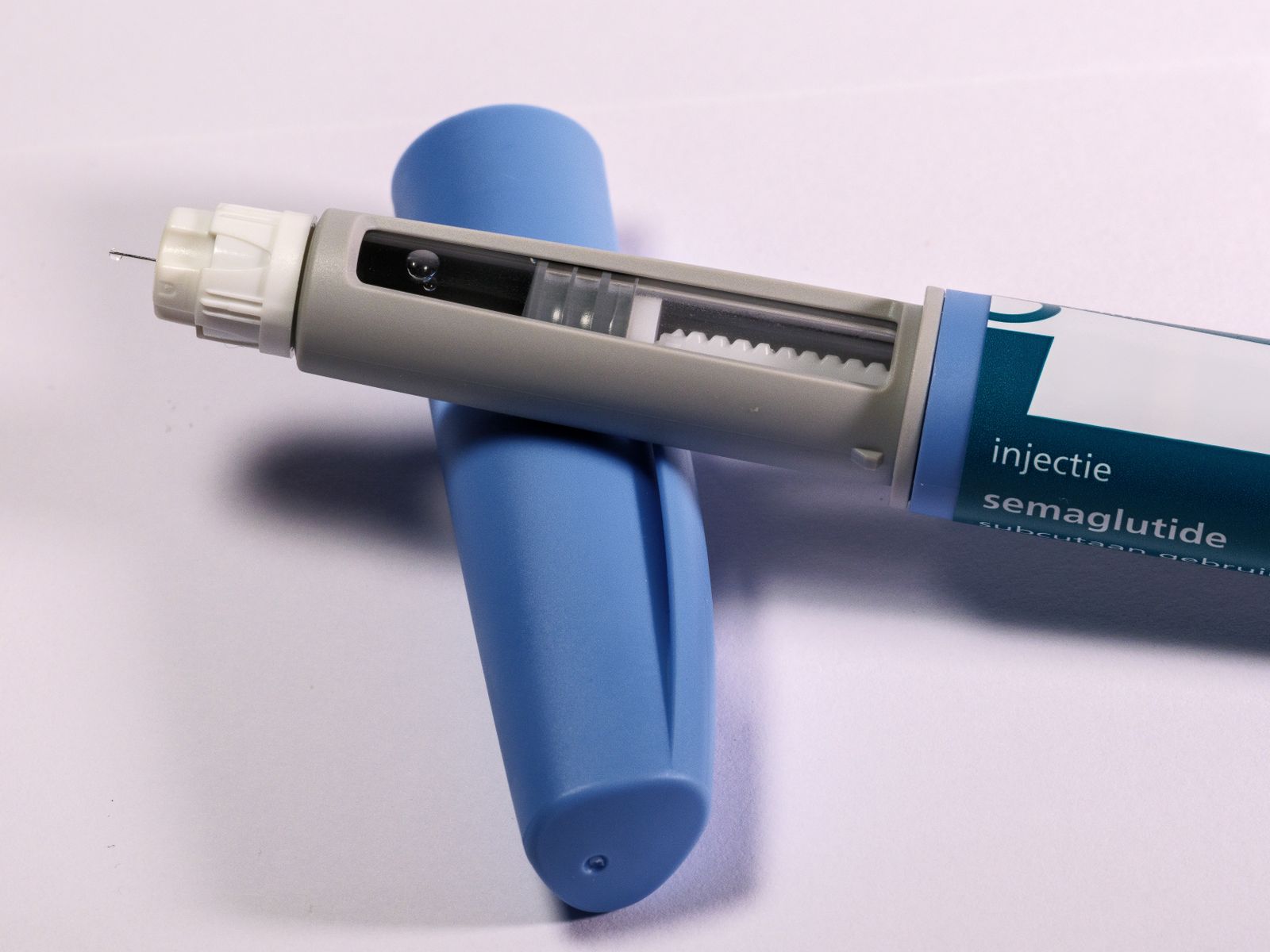 Close-up of a GLP-1 semaglutide injection pen