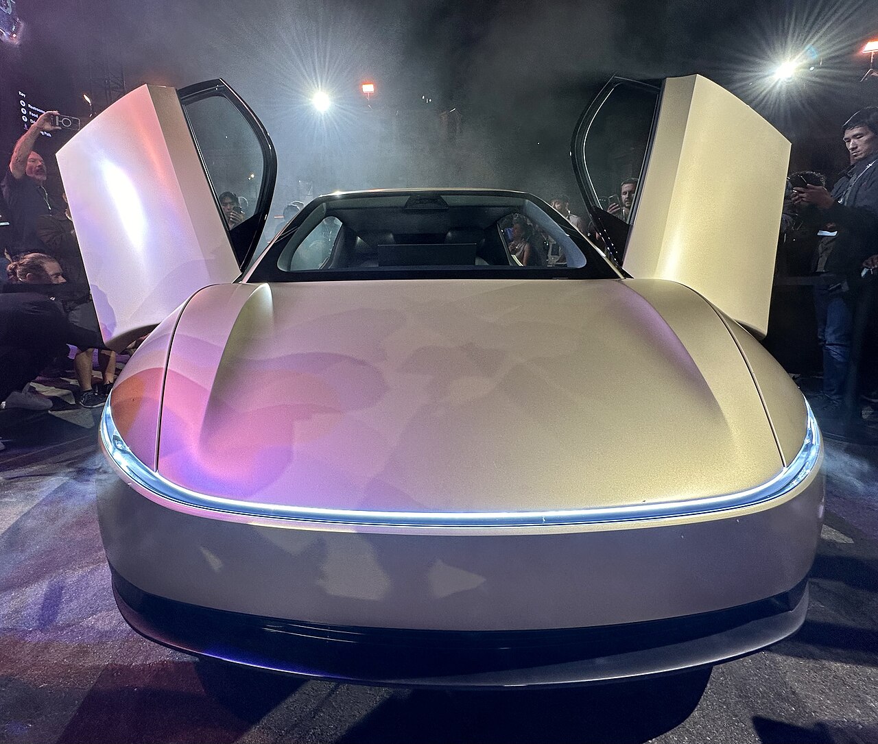 Tesla Cybercab, a two-seat robotaxi with butterfly doors