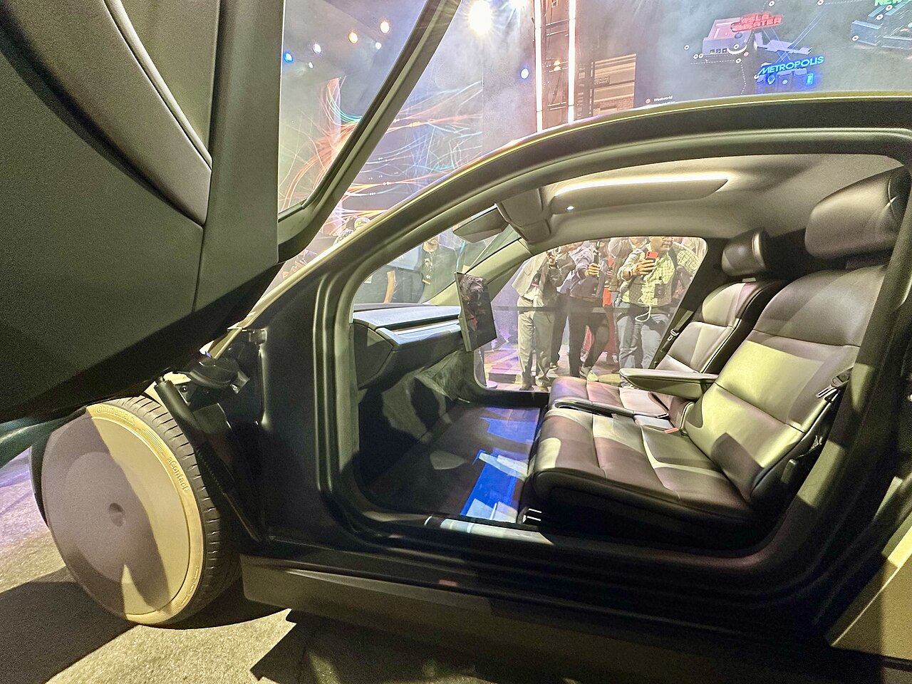 Interior of the Tesla Cybercab with no steering wheel